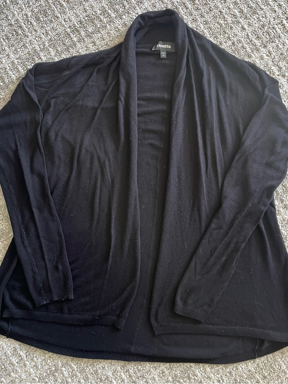 Express Women's Black Open-Front Draped Cardigan